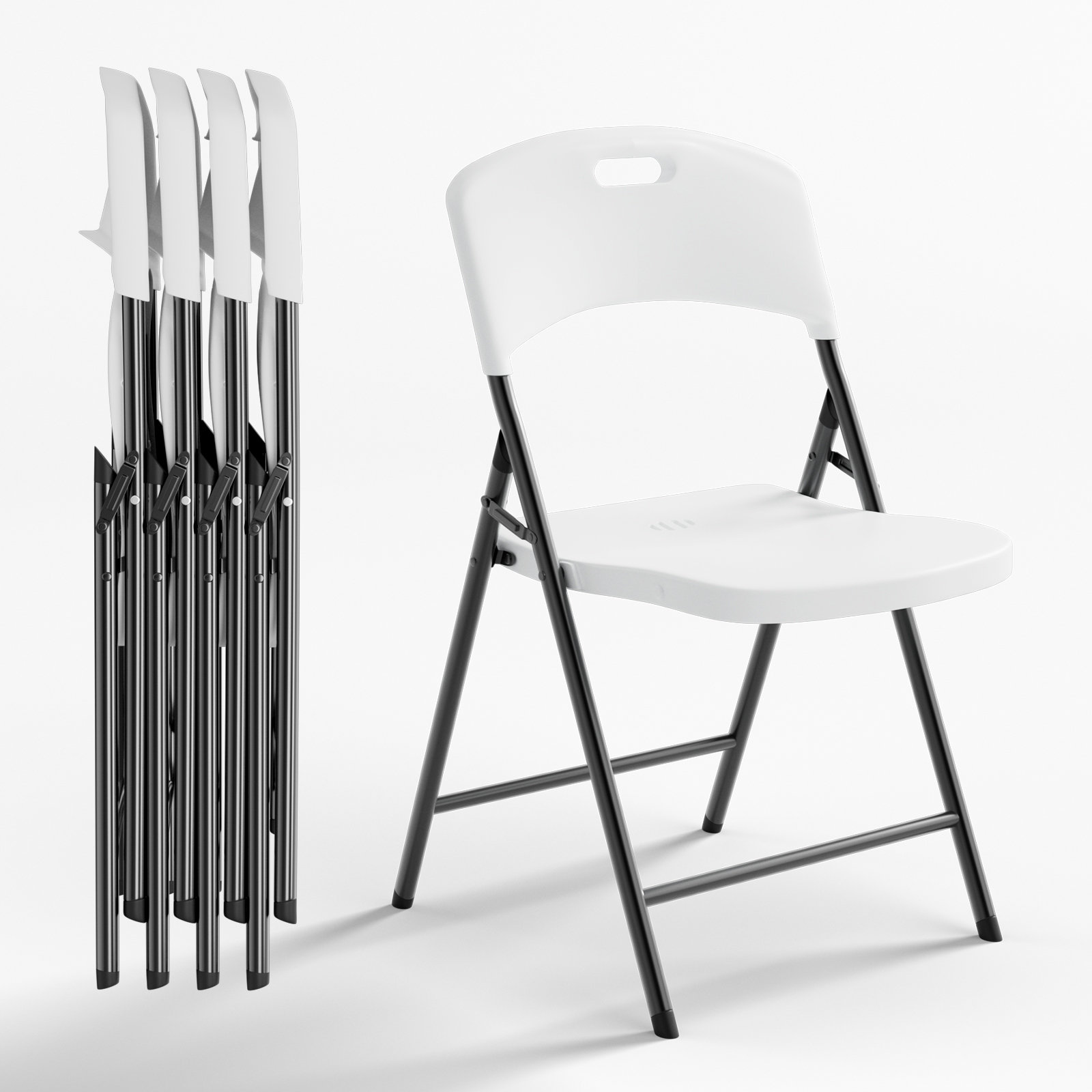 Inbox Zero Folding Chairs, Heavy-Duty Commercial Stackable Plastic ...