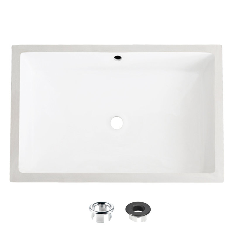 24.5" W x 16.5" D White Rectangular Undermount Bathroom Sink