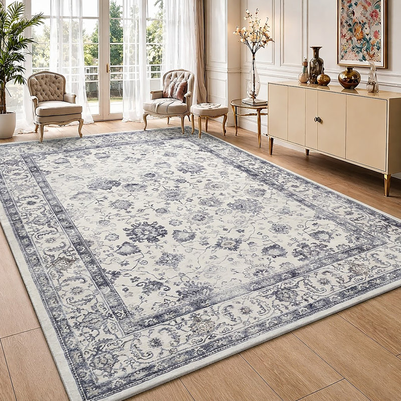 Traditional Chobi Cashmere-Feel Area Rug & Runner, Non-Slip Washable Living Room Carpet, Runner 80 x 150 cm