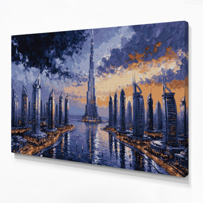 Cities Dubai UAE Purple Canvas Wall Art