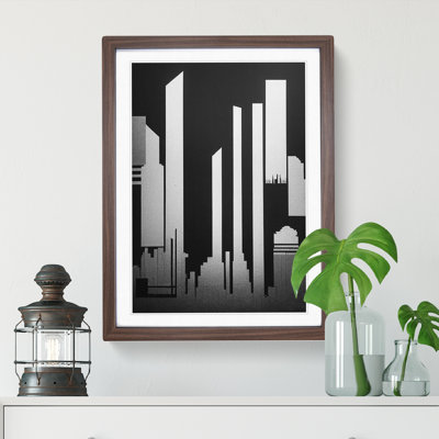Monochrome City Skyline Abstract No.5 - Wall Art