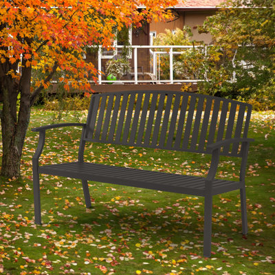 52"W Modern 3-Person Outdoor Bench -Patio Bench Garden Bench