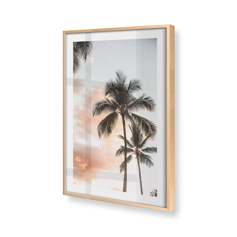 Impression de crépuscule tropical, Érable brut encadré, H 21 po x l 17 po x P 1,25 po
