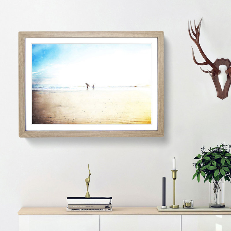 Heading to the Surf - Picture Frame Painting Print, 24cm H x 33cm W x 2cm D, Oak Framed