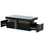 Black MDF Coffee Table With PVC Pattern Top 2 Drawers 100*50*40Cm-1204716652