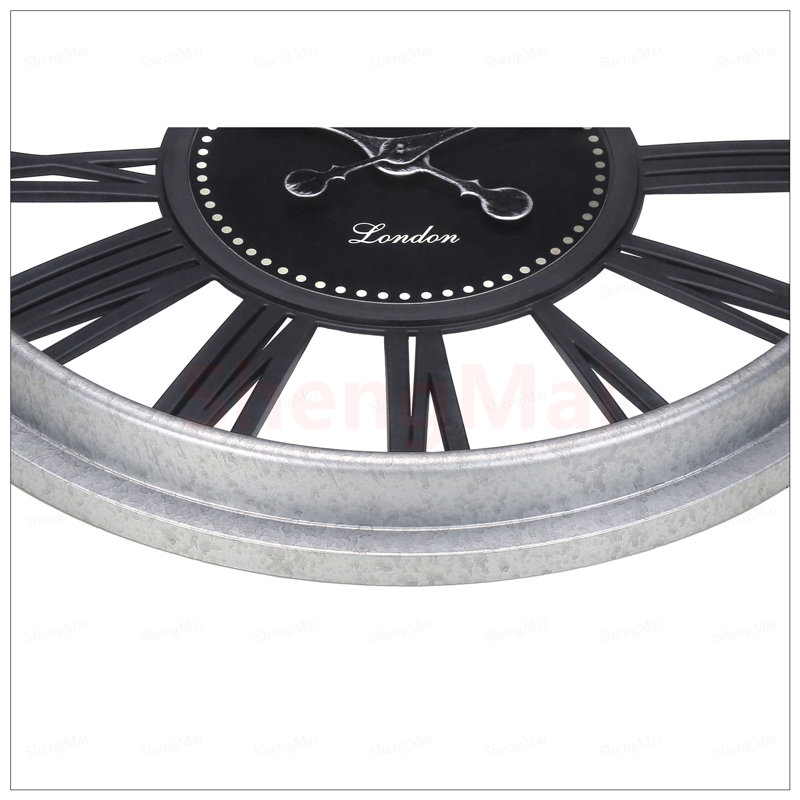 Horloge murale ronde de 20 pouces avec mouvement à quartz silencieux et chiffres romains faciles à lire