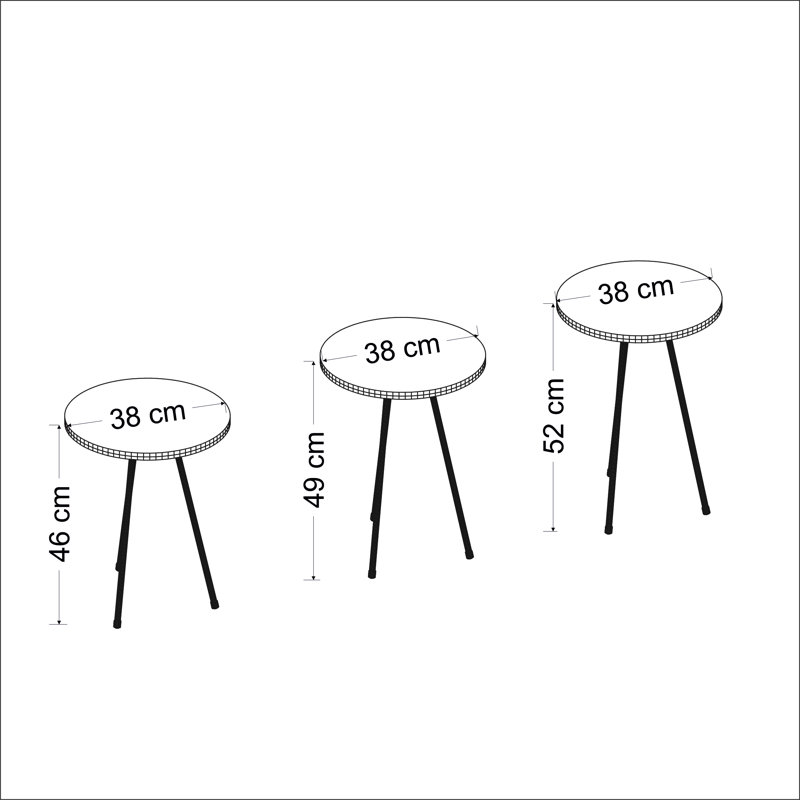 Guertin Side Table Set, Gold/White