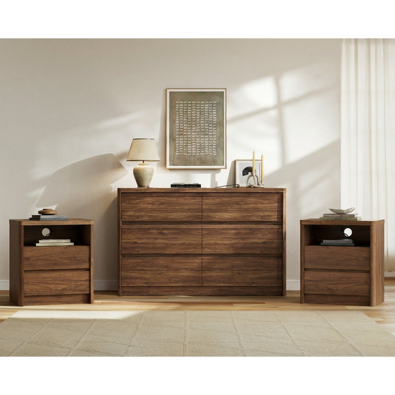 Commode 6 tiroirs, Walnut
