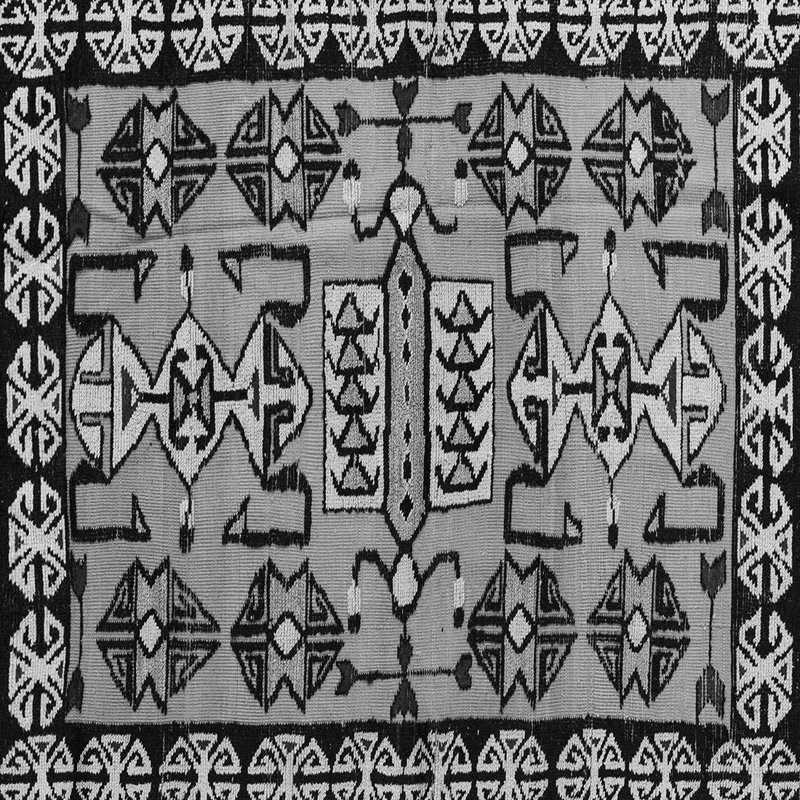 Tapis oriental gris tissé à la machine, Carré 4 pi