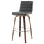 Tabouret pivotant rembourré Bomia avec structure en bois massif et dossier en similicuir en L-221022967-221022961