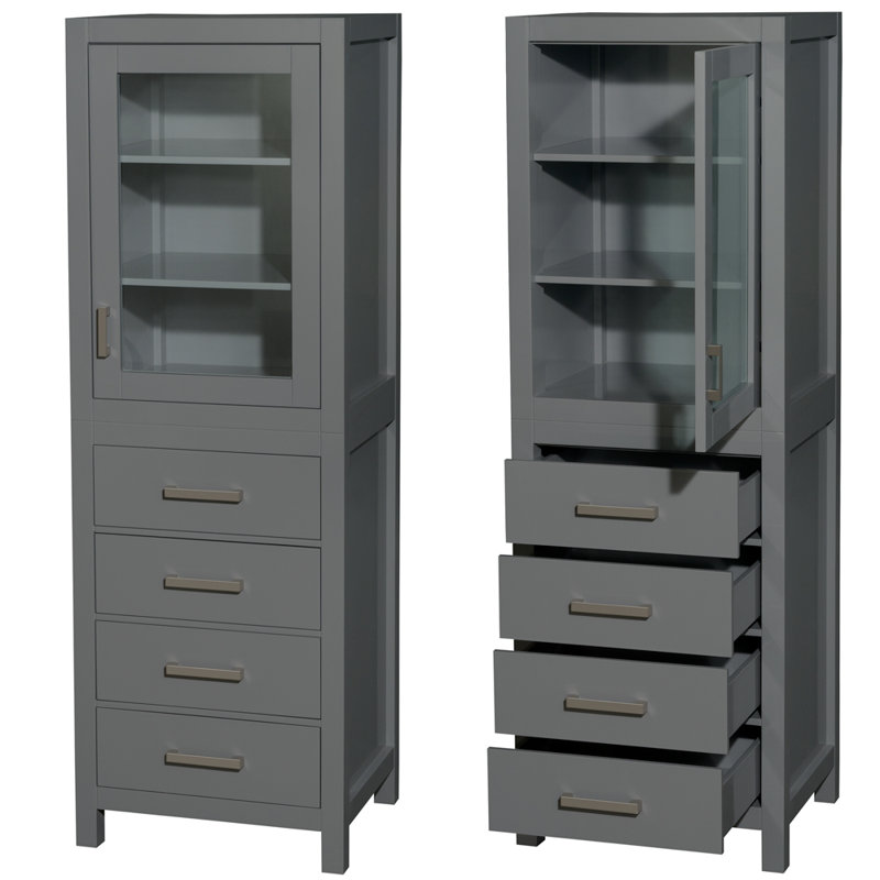 Sheffield Solid Wood Linen Cabinet, Dark Gray