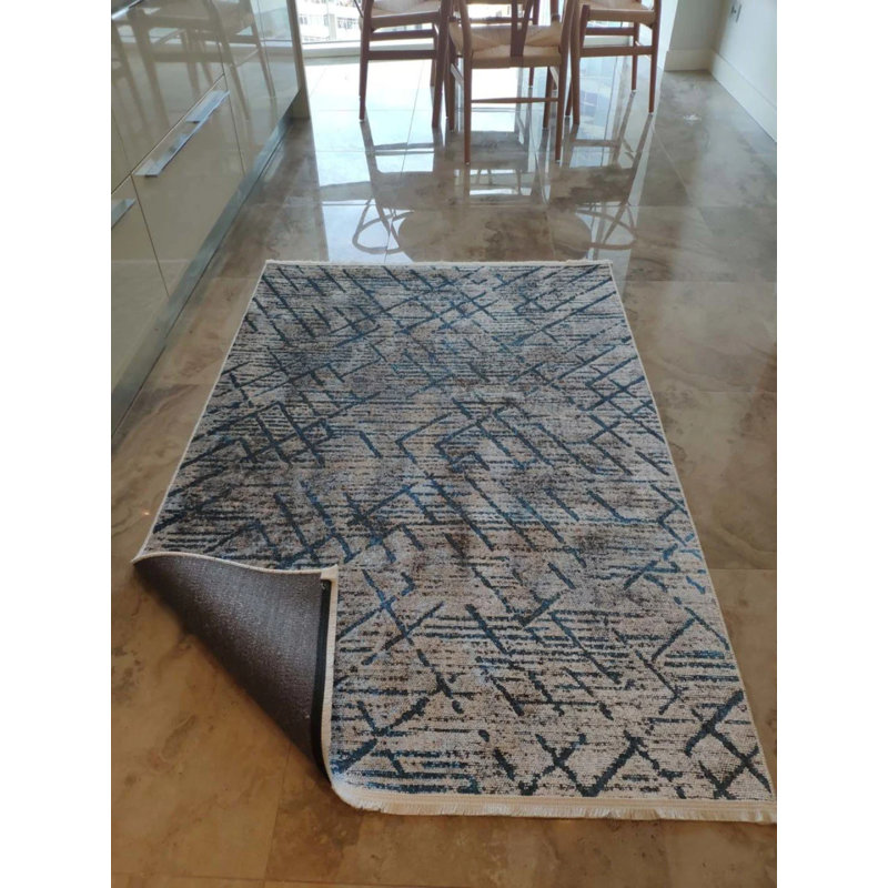 Mathai Performance Washable Striped Indoor / Outdoor Rug, Square 2'7"