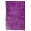 Tapis turc moderne délavé à la main 6 x 9 pi de couleur mauve