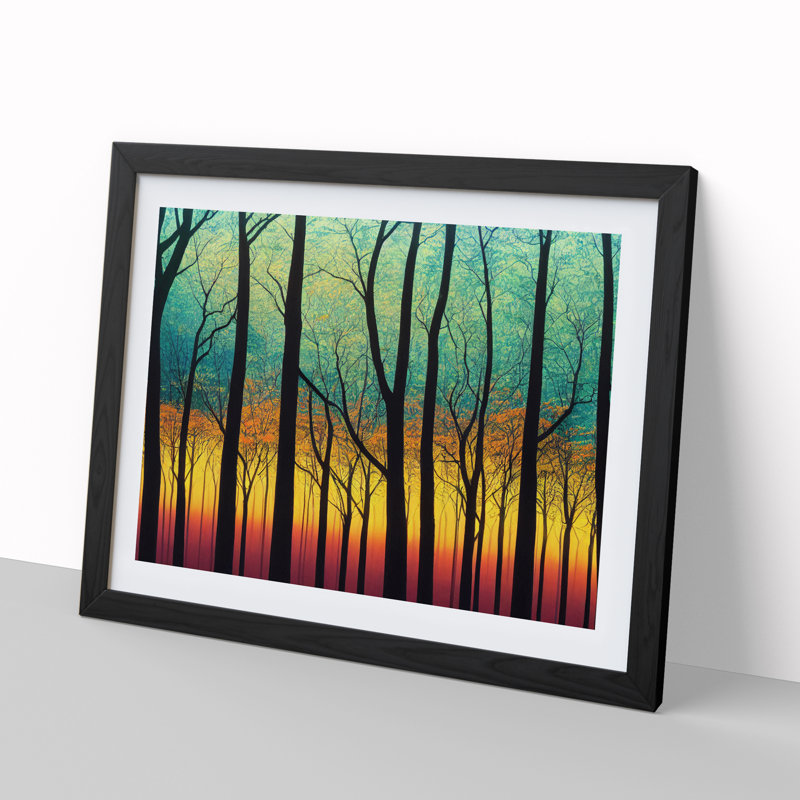 Refined Abstract Forest - Single Picture Frame Print, 46cm H x 64cm W x 2cm D, Black Framed