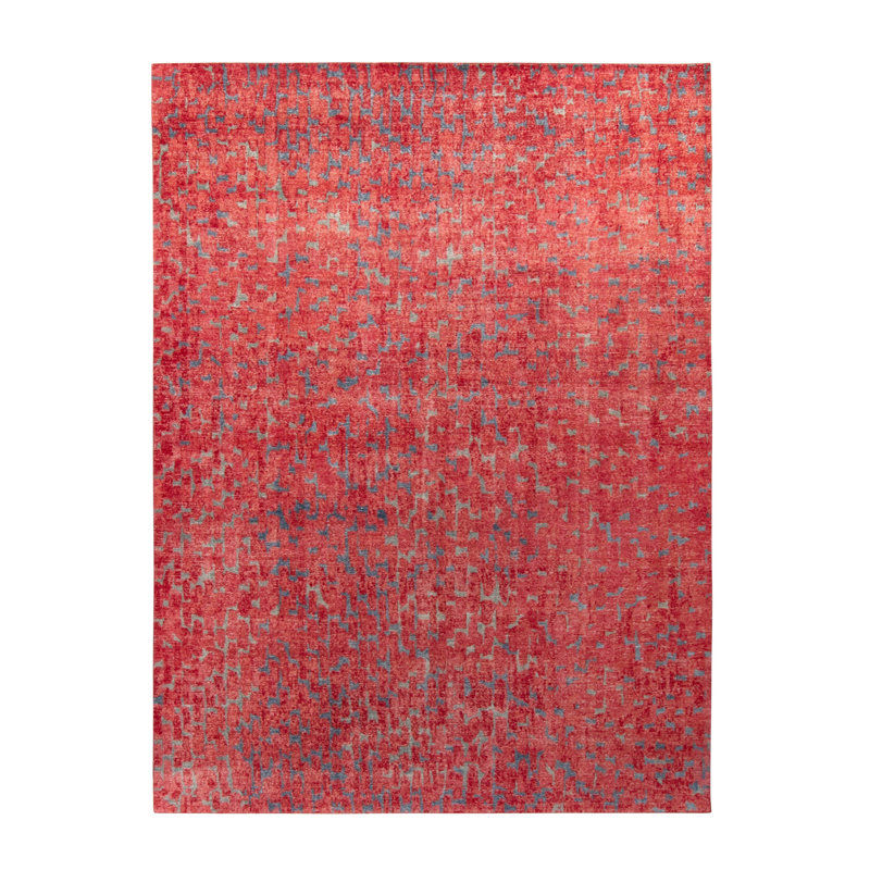 Distressed Homage Hand Knotted Wool Geometric Area Rug, Rectangle 12' x 15'