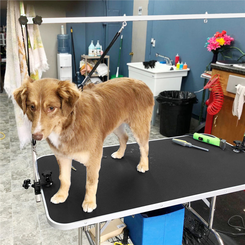 69.7'' H x 46.5'' W x 24'' D Adjustable and Foldable Dog Folding Grooming Table, Black