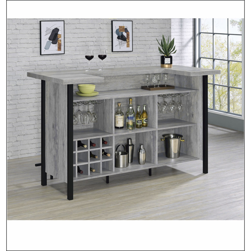 Menimen Grey Driftwood Freestanding Bar Unit