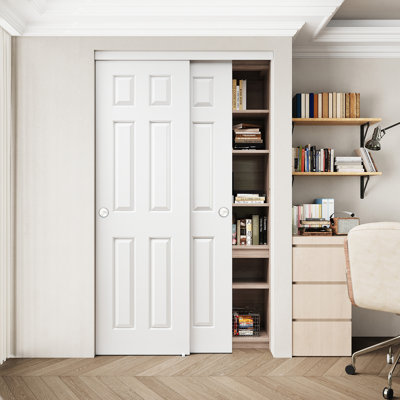 Porte coulissante intérieure 80 po apprêt blanc pour garde-manger et garde-robe avec quincaillerie complète