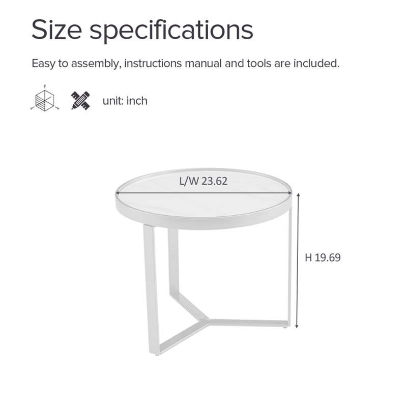Table de bout Neo 19,69 po Neo, Noir