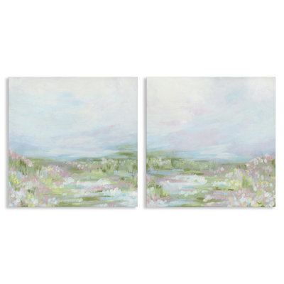 «Pastel Abstract Spring Field», ensemble de 2 reproductions d'art sur toile par June Erica Vess