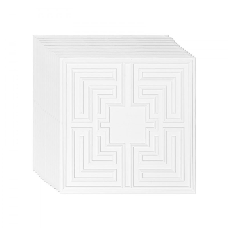 Paquet de 12 tuiles de plafond en PVC 24 x 24 po facile à installer - motif écho blanc