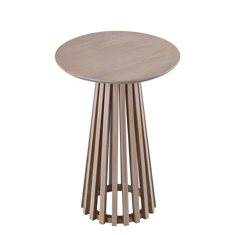 Lenan Round Light Oak and Metal Accent Table