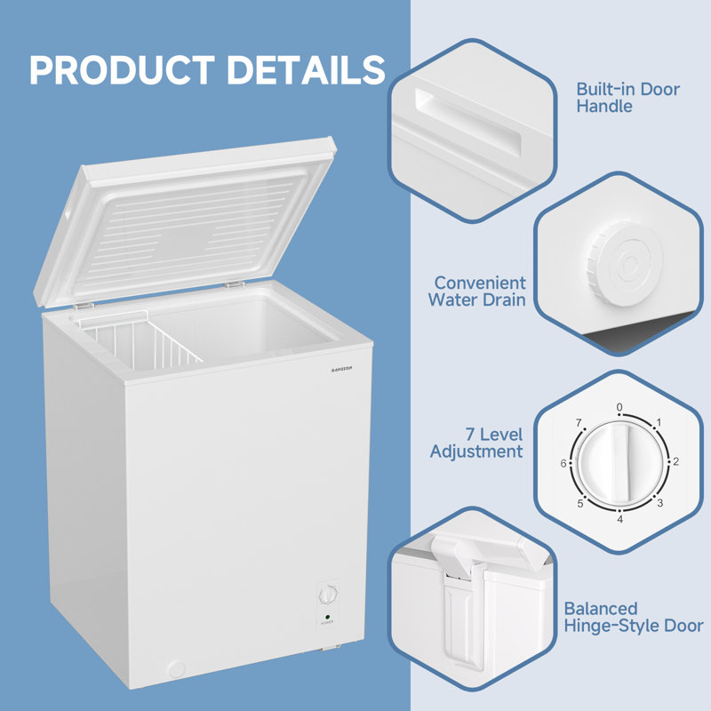 BANGSON Chest Freezer, Deep Freezer 5.0 Cu. Ft with Removable Basket
