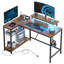 Thielsen 48" L Shaped Computer Desk with Power Outlet, LED Gaming or Work Desk with Monitor Stand-570837826