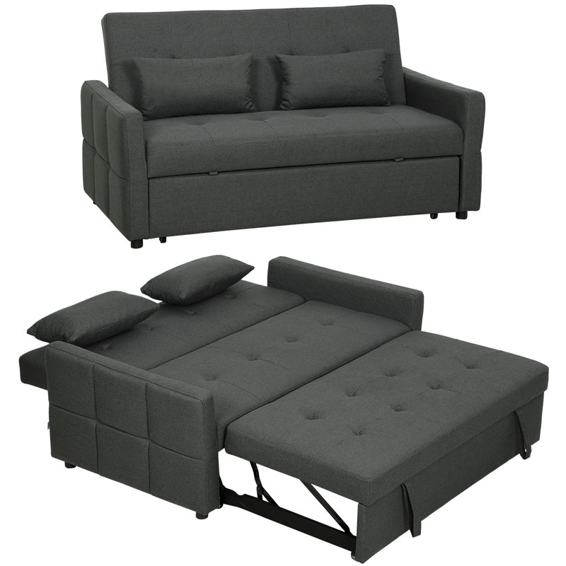 2 Seater Linen Sleeper, Dark Grey