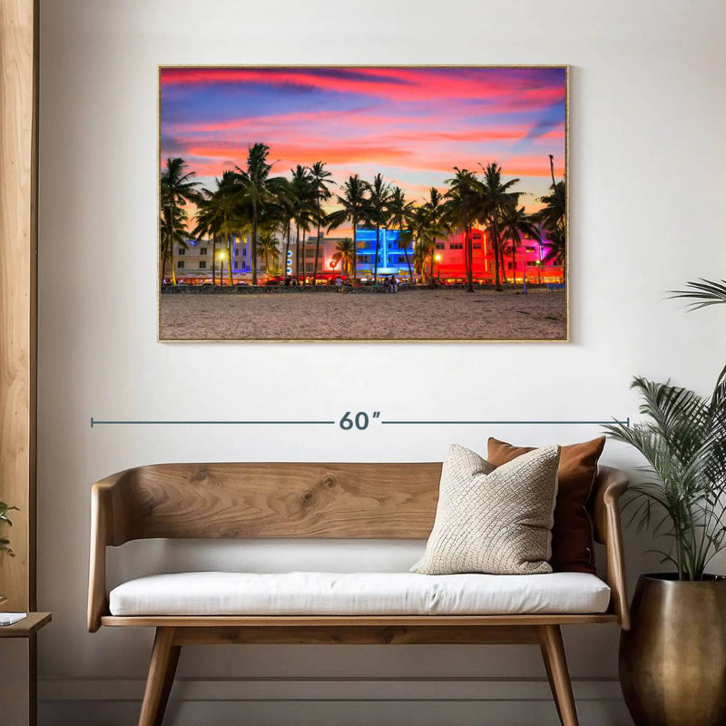 Miami Beach, États-Unis, Cadre flottant en bois naturel, 46 po x 31 po