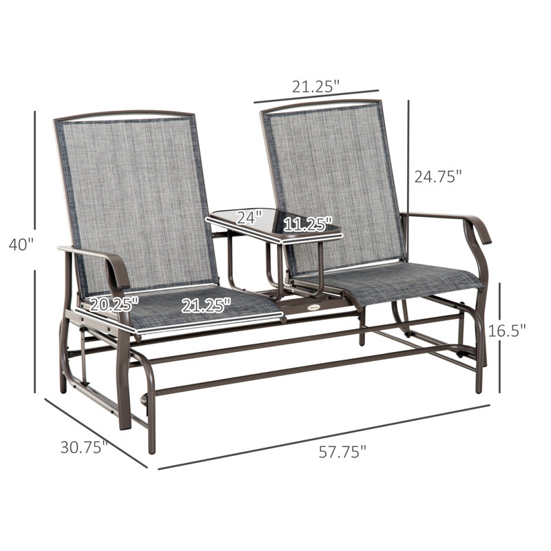 Banc oscillant avec table centrale Outsunny