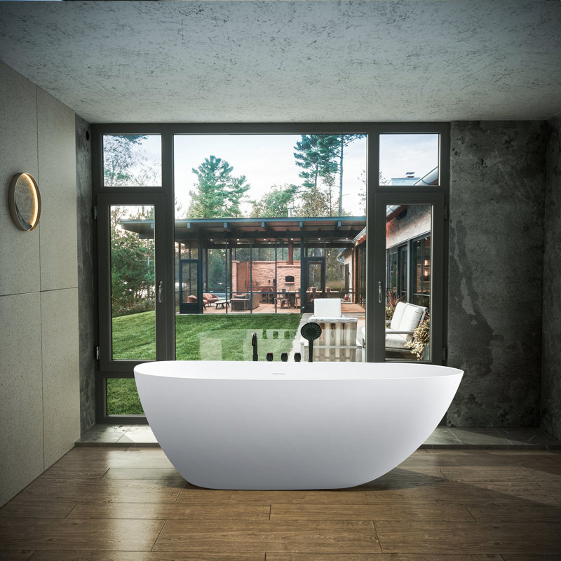 59'' x 33.5'' Freestanding Soaking Solid Surface Bathtub