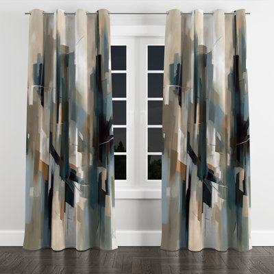 Painting Of Abstract Shapes I - Painting Blackout Grommet Curtain - 1 panel