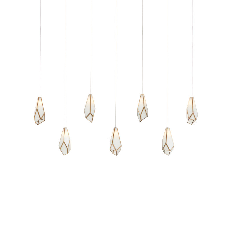 Luminaire suspendu rectangulaire 7 lumières Glace White