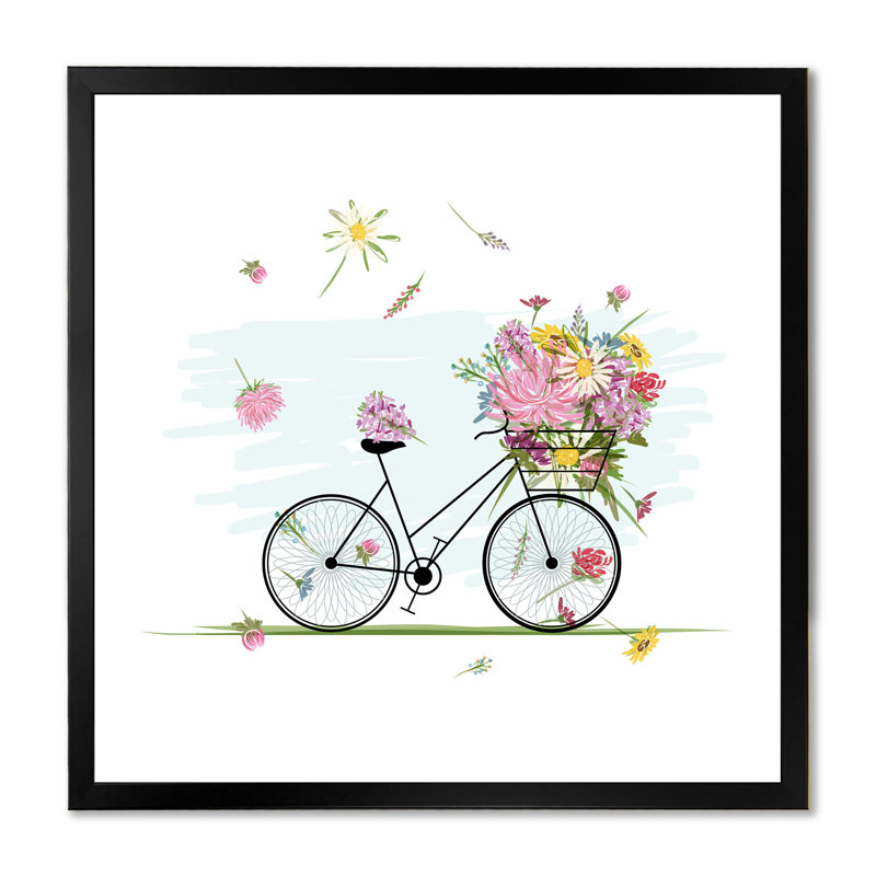 Floral Floral Illustration II - décoration murale glam sur toile, Cadre noir, H 16 po x l 16 po x P 1 po