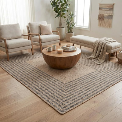 Tapis en coton tressé noir Raleigh