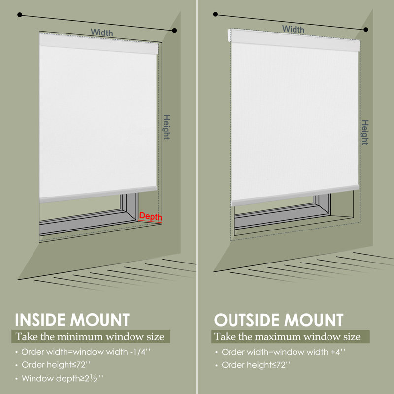 Motorized Blackout Roller Shade, White, 55" W x 72" L