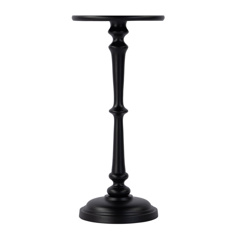 Alisa 10 in. W Round All Metal Pedestal Base End Table, Bronze