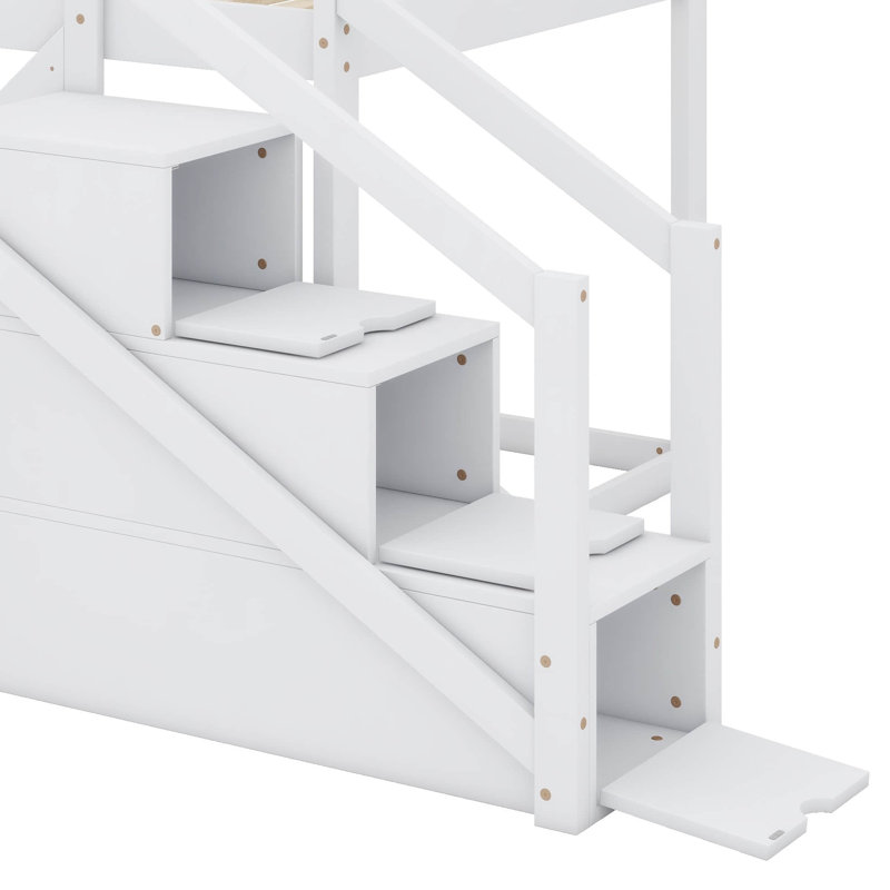 Twin-Over-Twin House-Style Loft Or Bunk Bed Design, White
