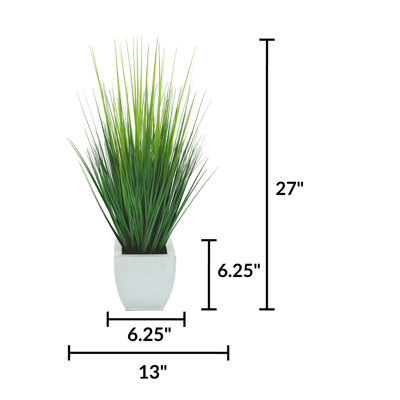 27'' Faux Reed Grass in Cream Metal Pot