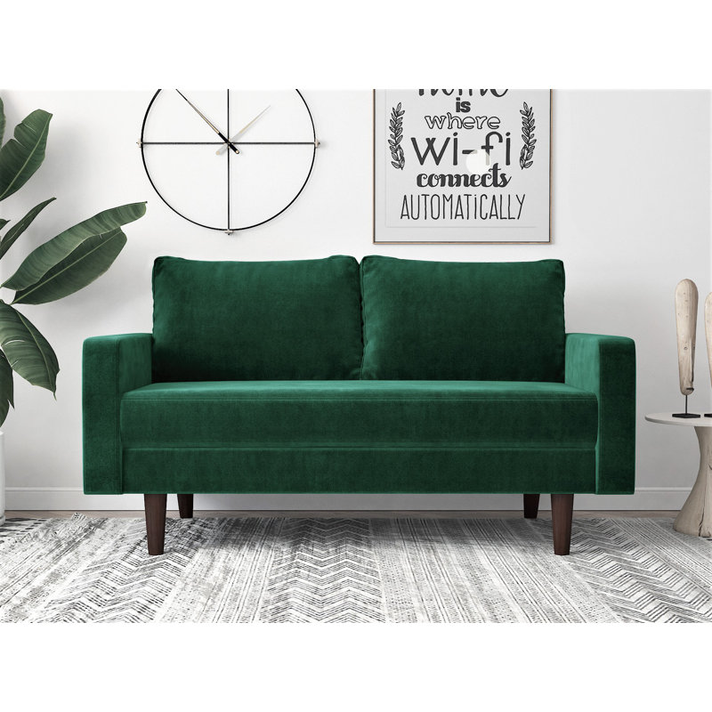Riendeau 57.8'' Velvet Loveseat, Green Velvet