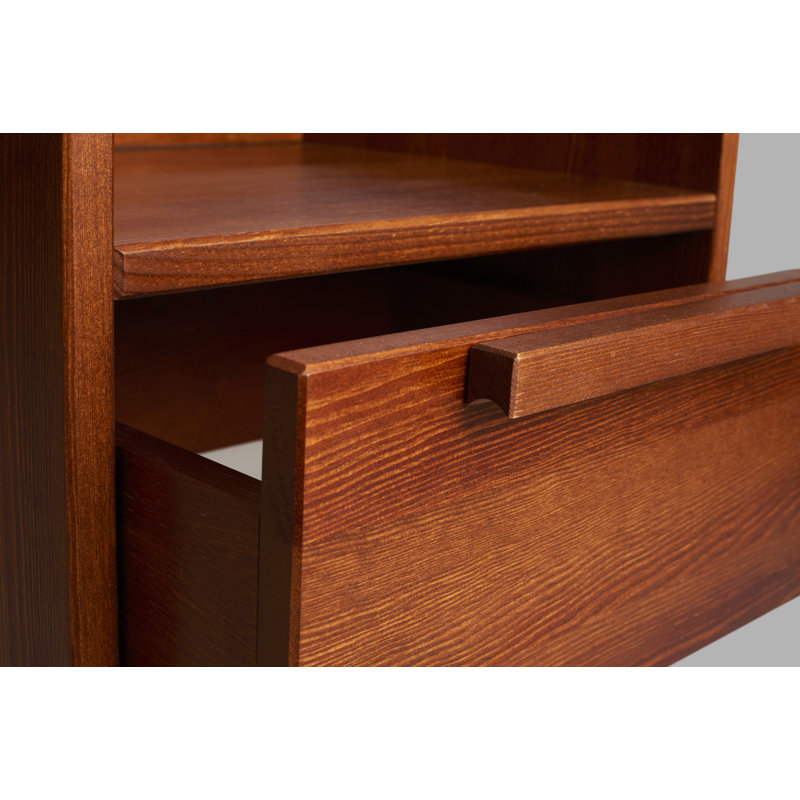 Jovanni 40cm W Solid Wood Bedside Table, Walnut