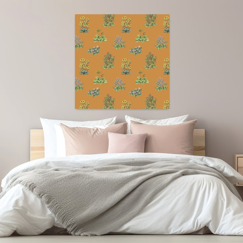 Art contemporain, art floral rétro, H 32 po x l 32 po