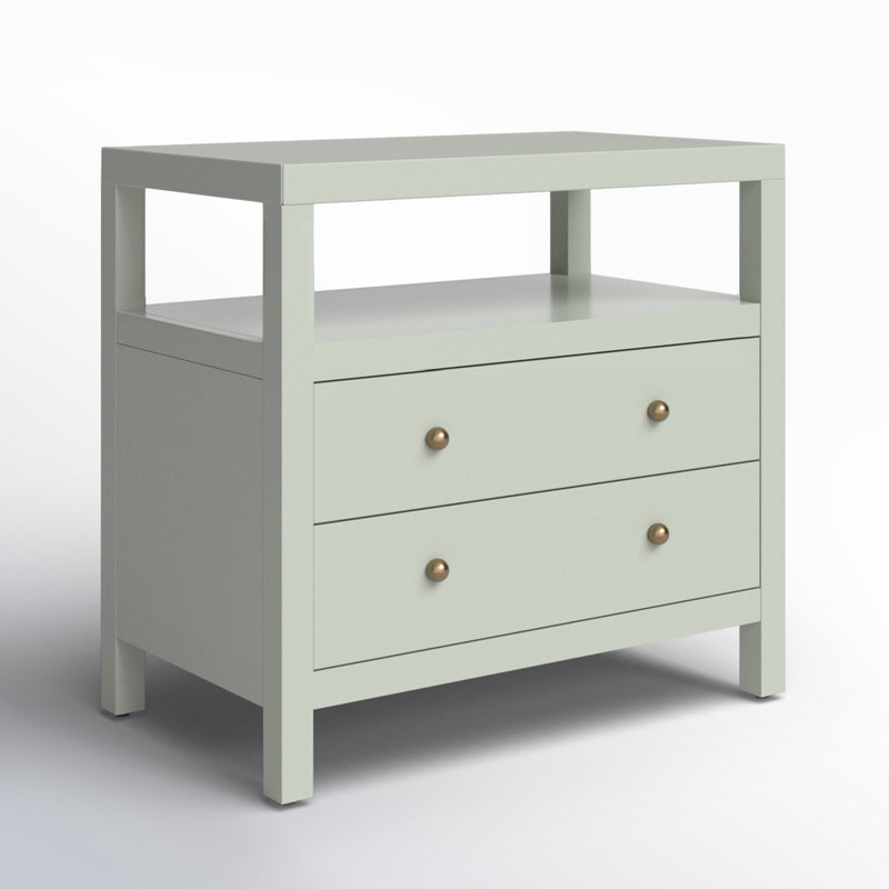 Nora 2-Drawer Wide Nightstand, Sage Green
