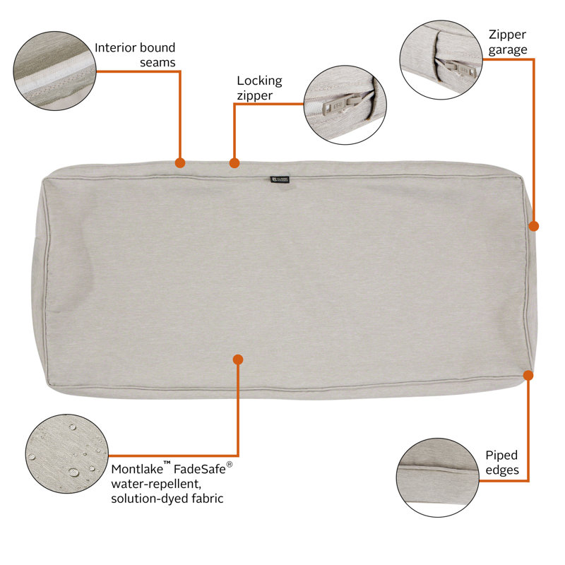 Pina Outdoor 3'' Bench Cushion Cover, 3" H X 42" W x 18" D, Gray