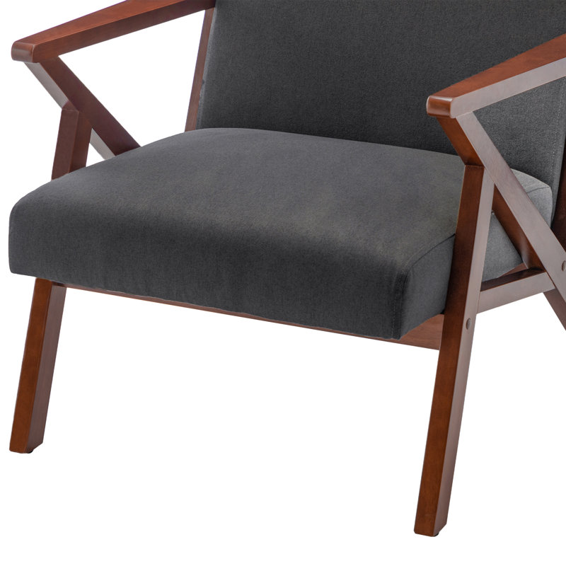 Fauteuil de 28,5 po de largeur avec structure en bois massif Aranya, Mélange de polyester gris foncé
