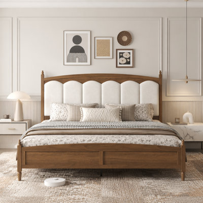 Platform Bed Frame with Upholstered Headboard