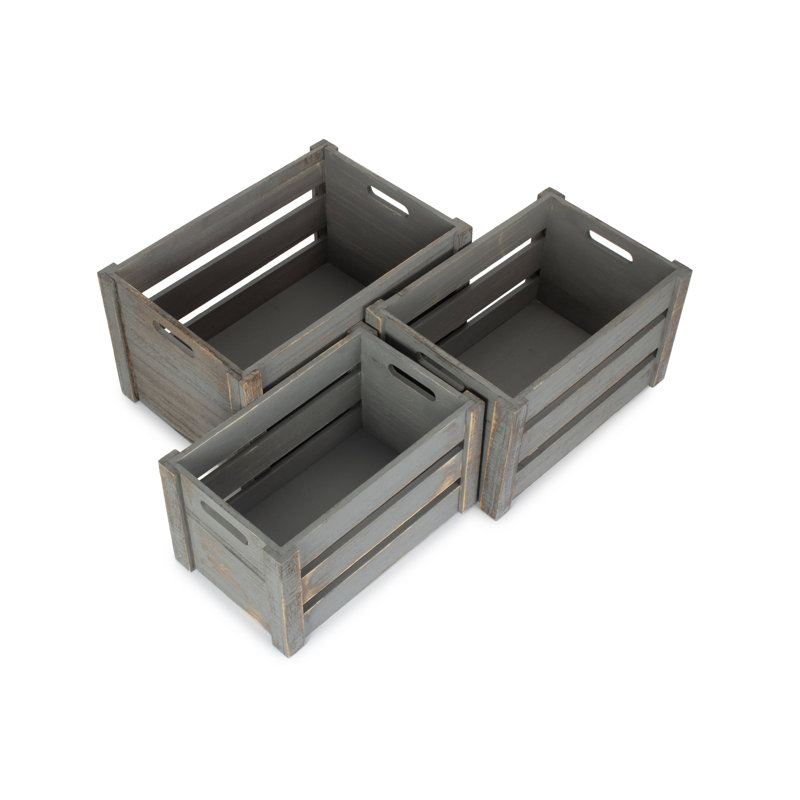 Deep Vintage Manufactured Wood 3 Piece Organiser Box Set