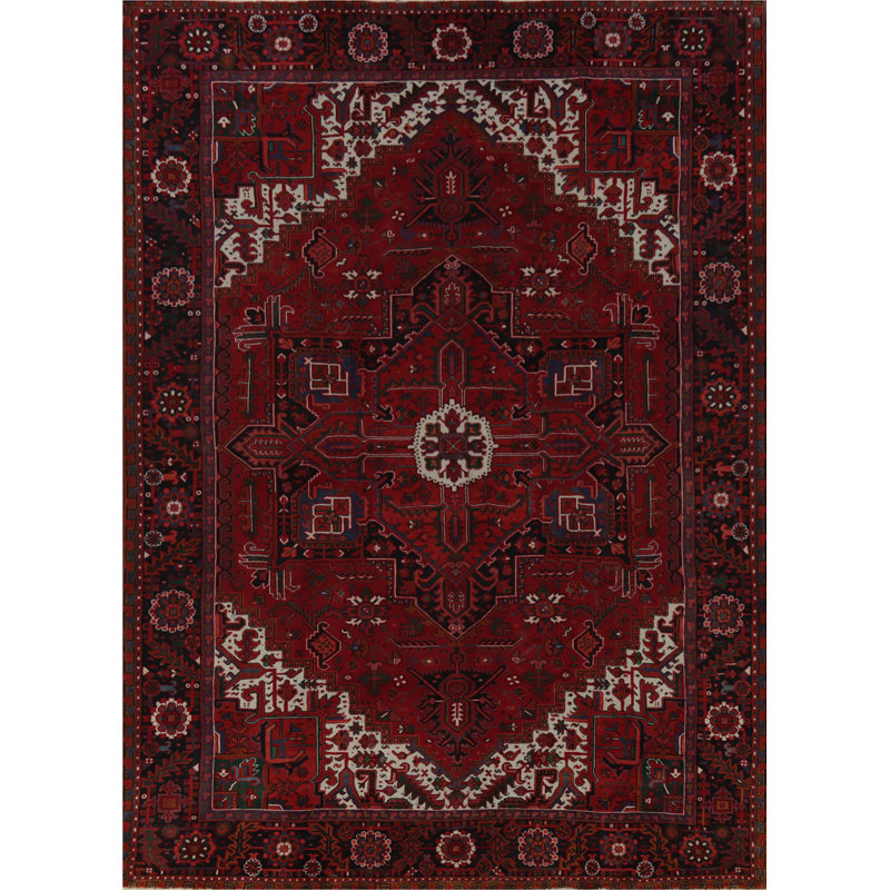 Tapis rouge géométrique 10 x 13 po
