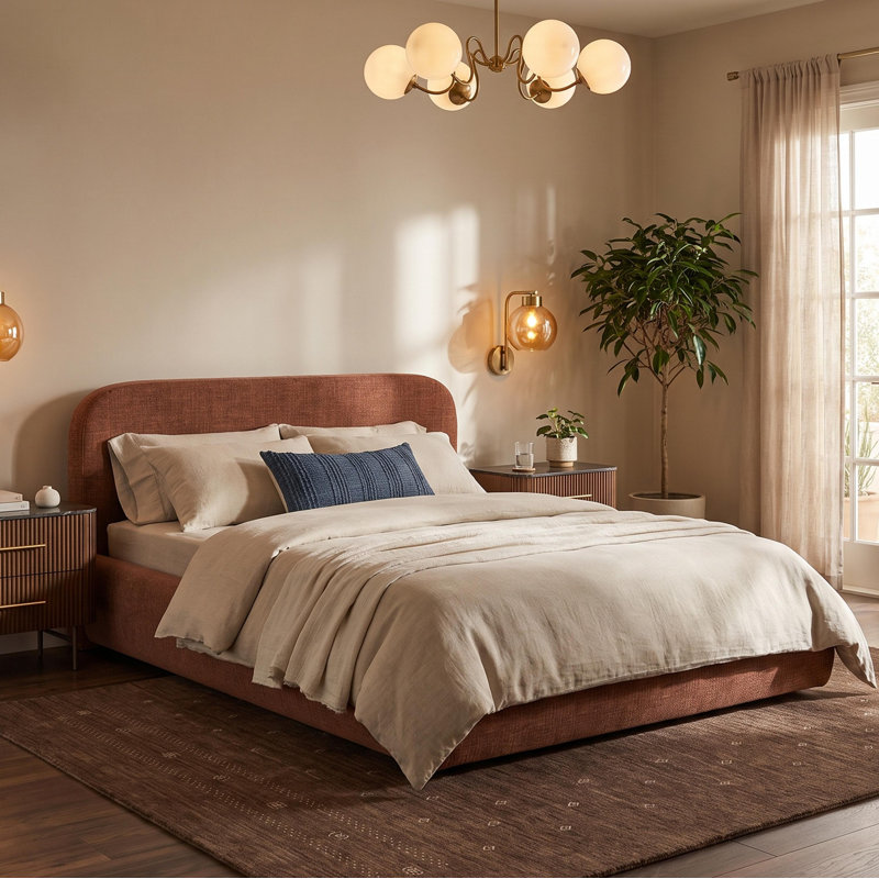 Upholstered Bed, Queen, Faux Mohair Aruba